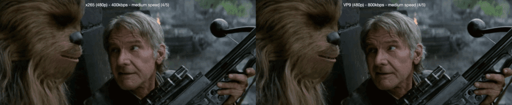 difference between video quality in H.265 and VP9 codecs