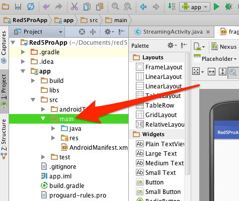 Select the Android Project
