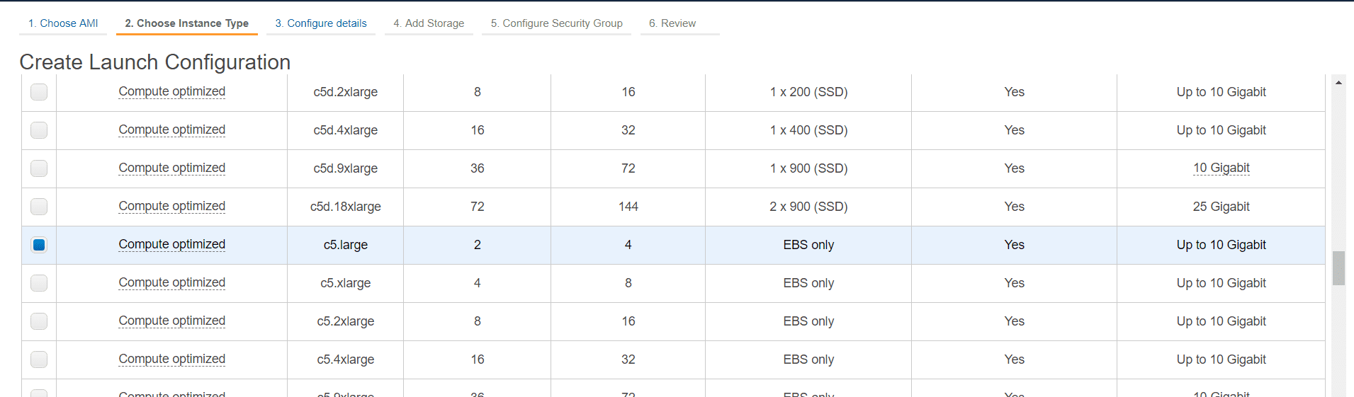 Select Instance Type