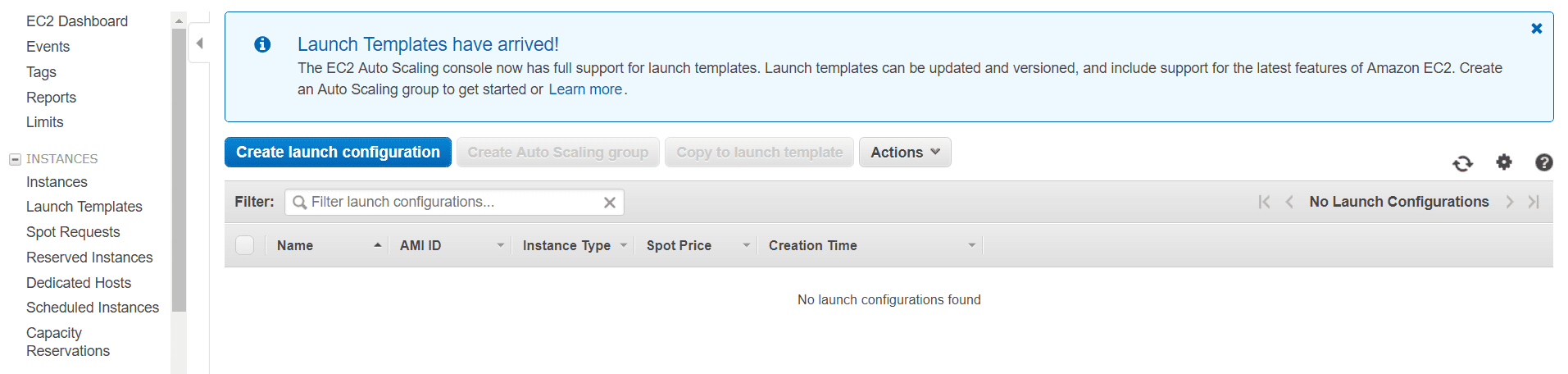 Creae launch configuration
