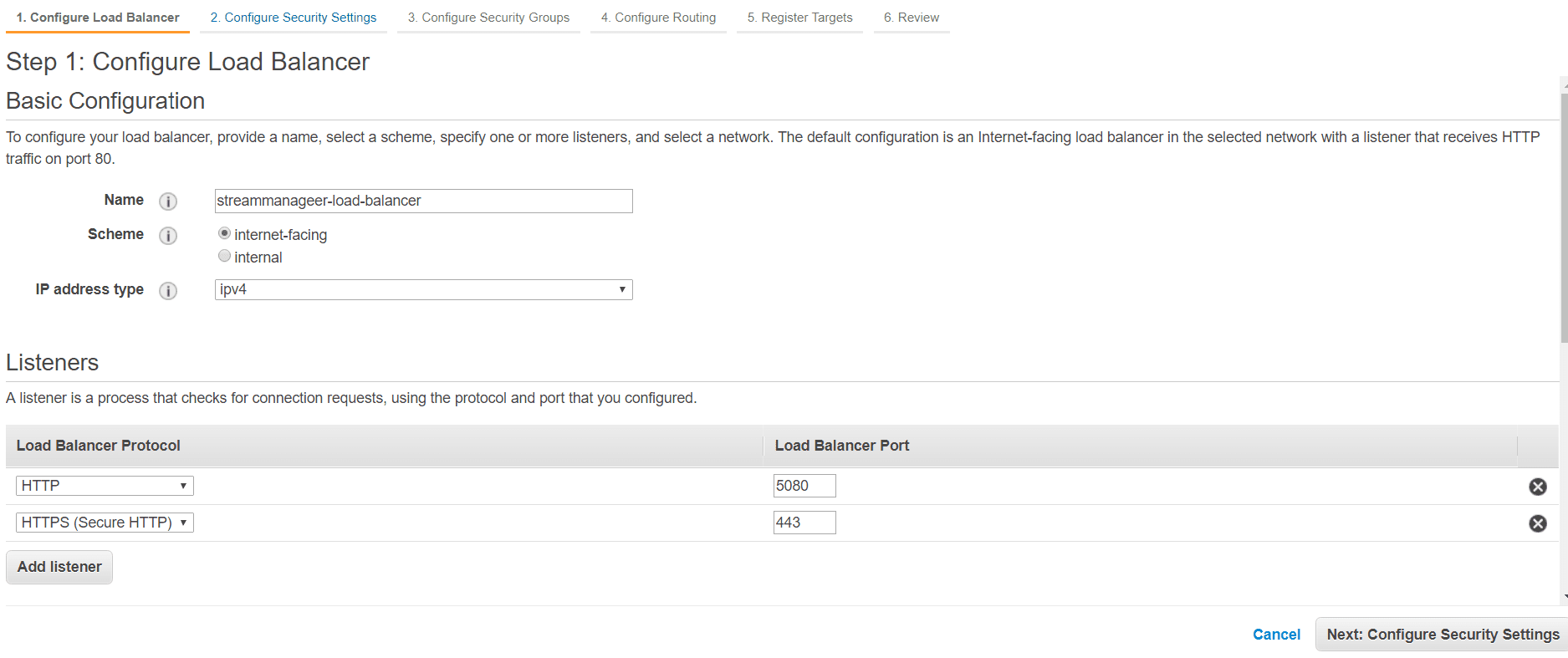 Configure Load Balancer - Ports