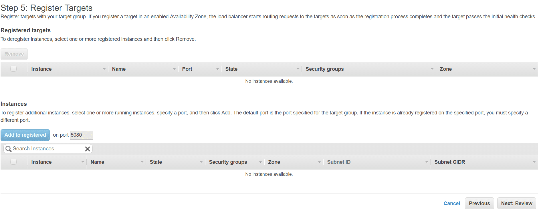 Load Balancer Register Targets