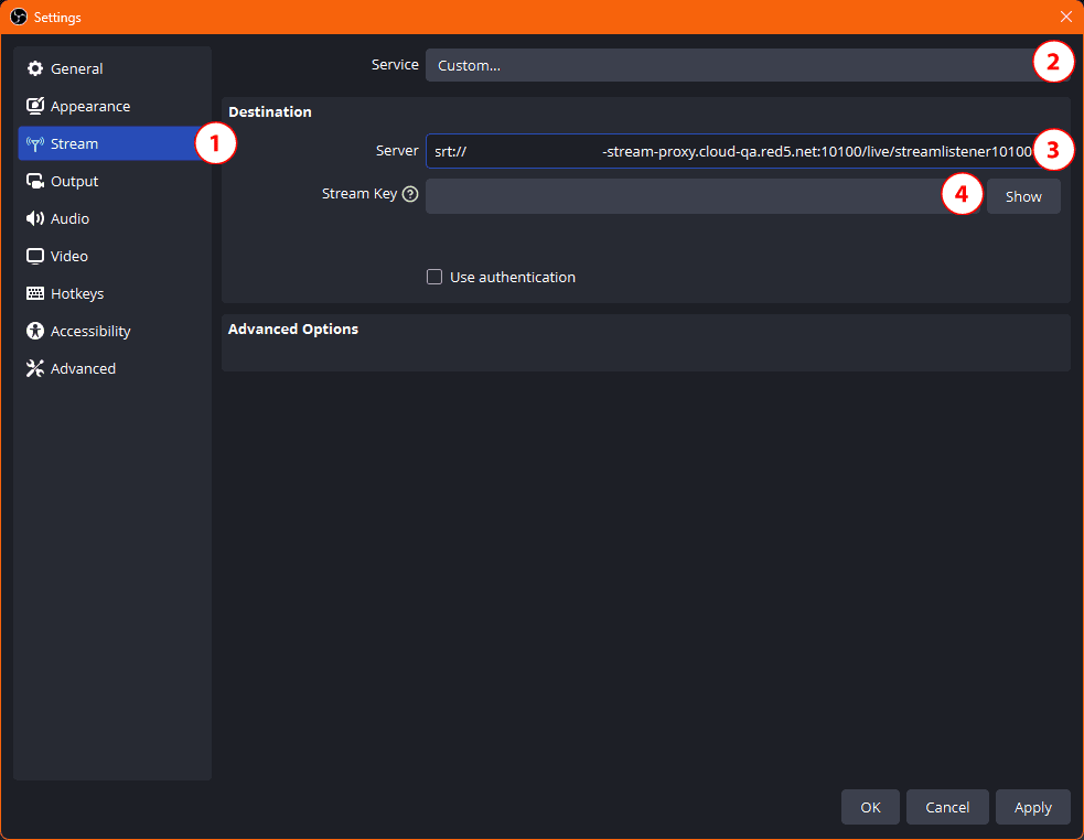 OBS Studio Stream Settings