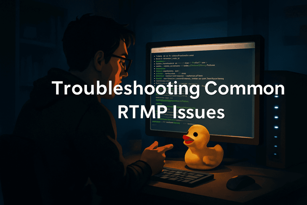 Developer debugging with rubber duck and code
