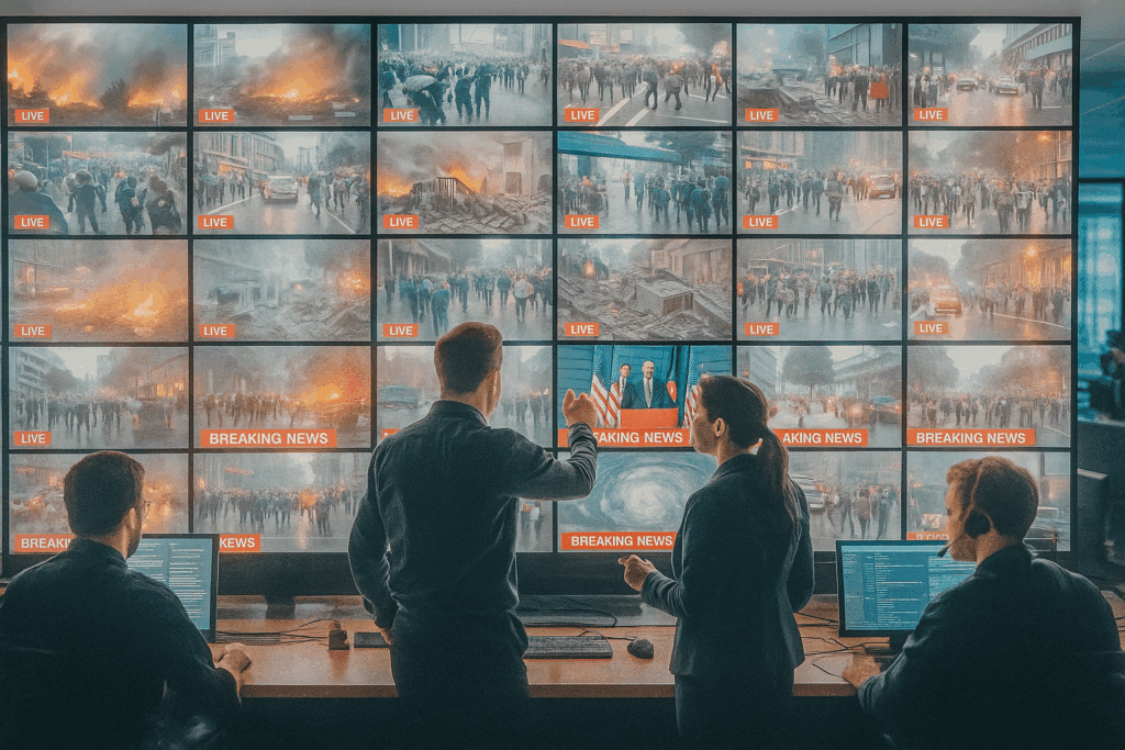 Editorial monitoring setups for real-time news